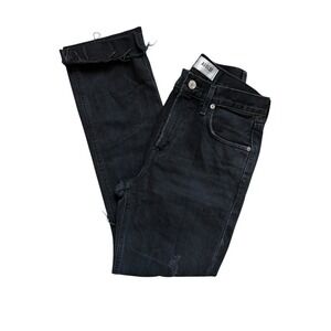 AGOLDE Cherie Size 25 High Rise Straight Jean Distortion‎ Black Distressed